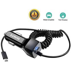 Lchrla USB Car Charger, Type C Android Phone Car Adapter Built-In Curly Cable Compatible with Samsung Galaxy S8 S9 S10 Plus Note 9 8, LG G7/G6/G5/V40/V30/V20 Google Nexus