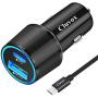 Rapid Type C Car Charger, Compatible for Google Pixel 4a/4/3a/3/2/XL, Samsung Note 20/S20/Plus/S10 Fast USB C PD Car Charger with 3ft Cable, 18W Power Delivery &Quick Charge 3.0 Car Adapter-Black