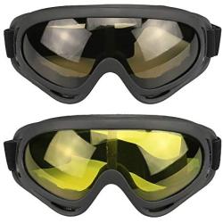 Snowboard Gogglesfor Men Girl Kids Goggle Winter Skiing Outdoor Sport Goggles Adjustable for Ski Goggles Compatible with UV 400 Protection, Wind Resistance Anti-Glare Lenses 2 Pack (Black/Tawny+Yellow)