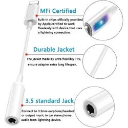 [Apple MFi Certified] Lightning to 3.5mm Headphone Jack Adapter, iPhone 3.5mm Earphone AUX Audio Stereo Connector Compatible for iPhone 11/11 Pro/XR/XS/X 8 7/iPad/iPod, Support Calling + Music Control