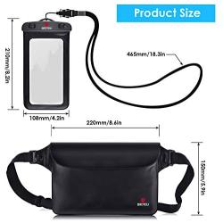 BROTOU Universal Waterproof Waist Pouch and Phone Case IPX8 Waterproof Dry Bag for Outdoor Activities Underwater Snorkeling Boating Swimming Fishing Sailing Beach Water Parks - Set