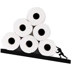 Toilet Paper Holder - Sisyphus Shelf for Toilet Paper Rolls - Bath Decor - Tilted Toilet Paper Rack - Bathroom Accessories - Black Toilet Paper Storage - Unique Tissue Paper Rolls Storage