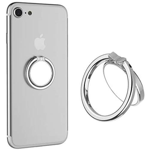 Phone Ring Stand Holder, ICEYA Smart Phone Mirror Finger Ring Holder 360°Rotation Case Ring Stand Grip Mount for iPhone 7/7 Plus, Galaxy S8/S8 Plus and Other Smartphones (Silver)