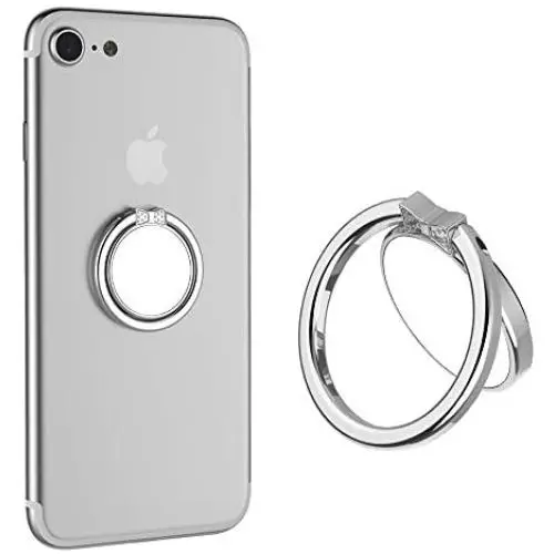 Phone Ring Stand Holder, ICEYA Smart Phone Mirror Finger Ring Holder 360°Rotation Case Ring Stand Grip Mount for iPhone 7/7 Plus, Galaxy S8/S8 Plus and Other Smartphones (Silver)