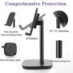Cell Phone Stand,Adjustable Cell Phone Stand Holder and Desktop Stand Compatible for All Android All iPhone Samsung Phone Tablet Smartphone Stand Convenient Charging (Black)
