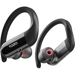 TOZO T5 Bluetooth Headphones True Wireless Earbuds TWS Sport Earphones Touch Control Headset with Wireless Charging Case HiFi Bass Stereo,Built in Mic Sweatproof for Running, Gym, Workout,Black