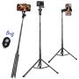 57-inch Phone Tripod Stand, Extendable Cell Phone Selfie Stick, Compatible with iPhone, Android, DSLR, Action Camera.Includes Wireless Remote, Cell Phone Holder and Gopro Adapter, Travel Lightweight