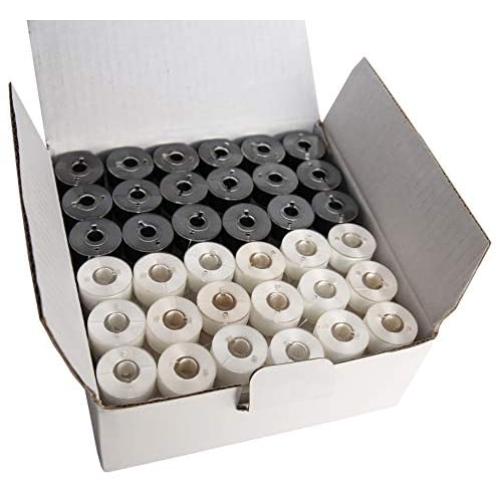 HimaPro 144 PreWound Bobbins for Embroidery Machines Class 15 Size A (SA156) Plastic Sided 60 WT (Black&White)