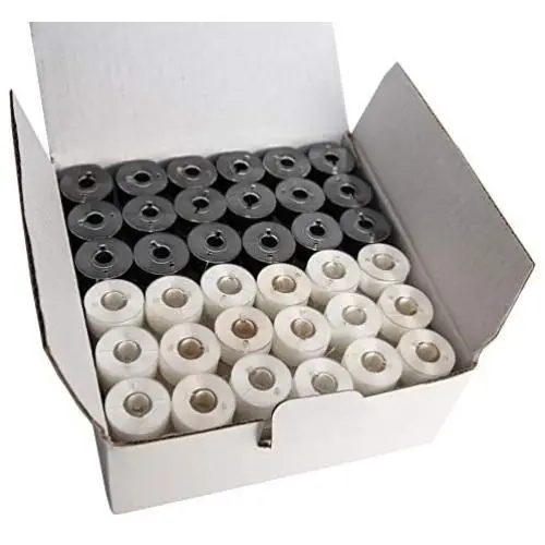HimaPro 144 PreWound Bobbins for Embroidery Machines Class 15 Size A (SA156) Plastic Sided 60 WT (Black&White) HimaPro 144 PreWound Bobbins for Embroidery Machines Class 15 Size A (SA156) Plastic Sided 60 WT (Black&White)