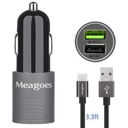 Meagoes Fast USB C Car Charger, Compatible for Samsung Galaxy S20 Plus/S20 Ultra/S20/S10+/S10/S10e/S9+/S9/S8+, Note 10 Plus/10/9/8, LG V50/V40/G8/G7, Quick Charge 3.0 USB Car Adapter with Type C Cable