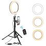 10.2" Selfie Ring Light with Tripod Stand & Cell Phone Holder for Live Stream/Makeup, UBeesize Mini Led Camera Ringlight for YouTube Video/Photography Compatible with iPhone Android (Black)