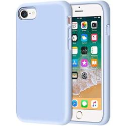 Anuck iPhone SE 2020 Case, iPhone 8 Case, Non-slip Liquid Silicone Gel Rubber Bumper Case Soft Microfiber Lining Hard Shell Shockproof Full-body Protective Case Cover for iPhone 7/8/SE 4.7" Light Blue