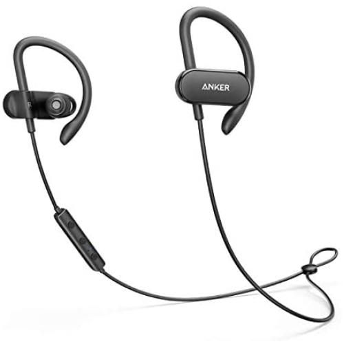 [Upgraded] Anker Soundbuds Curve Wireless Headphones, 18H Battery, IPX7 Waterproof Bluetooth Headphones, Bluetooth 5.0, Built in Mic and Carry Pouch, SweatGuard Technology for Workout, Gym, Running