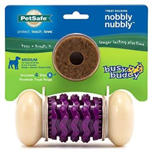 PetSafe Busy Buddy Nobbly Nubbly Treat Holding Dog Toy – Strong Chewers – Extra Small, Small, Medium, Large