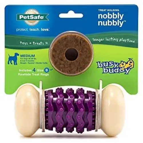 PetSafe Busy Buddy Nobbly Nubbly Treat Holding Dog Toy – Strong Chewers – Extra Small, Small, Medium, Large