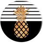 Golden Pineapple On Stripes White And Black Design PopSockets Grip and Stand for Phones and Tablets