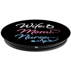 Wife Mom Nurse Phone Accessory Womens RN LPN gift PopSockets Grip and Stand for Phones and Tablets