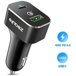 Fast USB C Car Charger, Zealife 63W Type C Car Adapter with Power Delivery & Quick Charge 3.0 Technology, Compatible iPhone 11 Pro Max/XR/XS Max/X, Galaxy S10/S9, Pixel 3a/3/XL, iPad Pro,MacBook Air