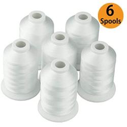 Simthread 6 Polyester White Machine Embroidery Threads 1000M(1100Yards) for Brother, Babylock, Janome, Pfaff, Singer, Bernina and Other Home Machines (White)