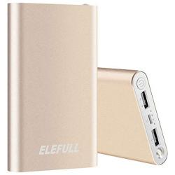 Power Bank 10000mAh with Flashliight Safe Metal Case Small Size Portable Charger Quick Charge Smart Phone iPhone iPad Samsung Galaxy LG (Gold)