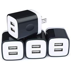 USB Wall Charger Brick, 4-Pack 2.1A/5V Dual USB Plug Power Adapter Charger Box Charging Cube Heads for Replacement for iPhone Xs/XS Max/XR/X/8/7/6/Plus, Samsung Galaxy S8 S7 S6 Edge, LG, Moto, HTC