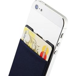 Sinjimoru Credit Card Holder for Back of Phone, Adhesive Phone Card Wallet Stick-on Cell Phone Sleeve Pocket for iPhone Case. Sinji Pouch Basic 2, Navy