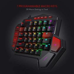 Redragon K585 DITI One-Handed RGB Mechanical Gaming Keyboard, Blue Switches, Type-C Professional Gaming Keypad with 7 Onboard Macro Keys, Detachable Wrist Rest, 42 Keys