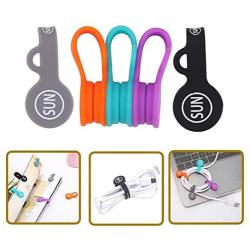 SUNFICON Magnetic Cable Organizers Cable Clips Earbuds Cords Winder Bookmark Clips Whiteboard Noticeboard Fridge Magnets USB Cable Manager Ties Straps for Home,Office,School 5 Pack Assorted Colors