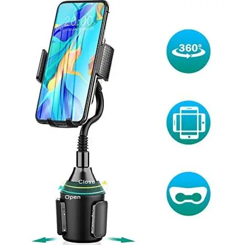 Amwanan Cup Holder Car Phone Mount, 360°Universal Adjustable and Hands-Free Cell Phone Mount with Goose Neck Design Compatible with iPhone, Samsung, Google, LG etc. Amwanan Cup Holder Car Phone Mount, 360°Universal Adjustable and Hands-Free Cell Phone Mount with Goose Neck Design Compatible with iPhone, Samsung, Google, LG etc.