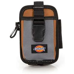 Dickies 2-Compartment Large Phone Pouch, Universal-fit Steel Clip for Tool Belt, Security Strap Over Phone, Carabiner for Quick-Clip Key Storage