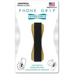 LoveHandle Universal Grip For Cell Phone and Mini Tablet - Gold Base with Black Strap - LH-01Gold