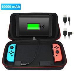 Stand Charging Case Bag Compatible with Nintendo Switch with Built-in 10000mAh Recharge Battery and 8 Game Card Holders - Black