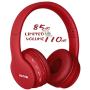 Midola Volume Limited 85dB Kids Headphone Bluetooth Wireless Over Ear Foldable Stereo Sound Noise Protection Headset with AUX 3.5mm Cord Mic for Boys Girls Cellphone Ipad Tablets TV Notebook Red