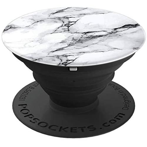 Marbled Design White And Black PopSockets Grip and Stand for Phones and Tablets