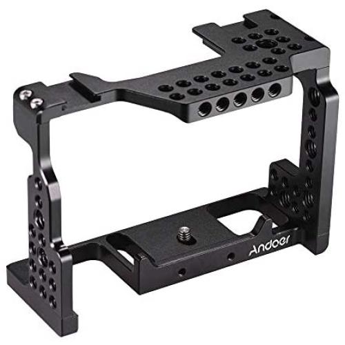 Andoer Camera Cage Stabilizer, Aluminum Alloy Video Film Movie Making Camera Video Cage 1/4 Inch Screw with Cold Shoe Mount for Sony A7II/A7III/A7SII/A7M3/A7RII/A7RIII