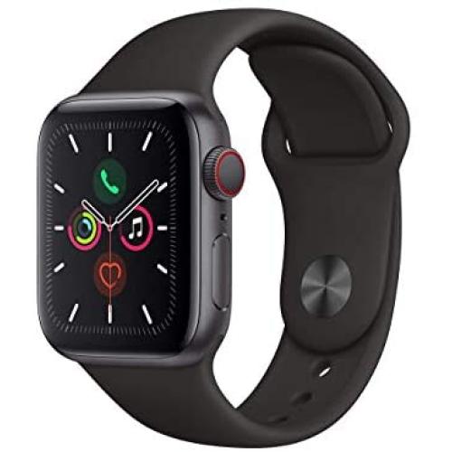 Apple Watch Series 5 (GPS + Cellular, 40MM) - Space Gray Aluminum Case with Black Sport Band (Renewed)