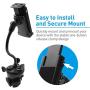 Macally Car Cup Holder Tablet Mount with Two High Powered USB Charging Ports 4.2A 21W, 2 Cigarette Lighter Sockets, 8" Long Neck, Works with Smartphones, iPad, Tablets, (MCUPPOWERTAB)