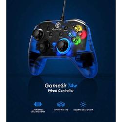 GameSir T4W PC Controller Wired Game Controller for Windows 10/8.1/8/7 Dual Shock Game Gamepad, USB Gamepad with LED Backlight Joystick Vibration Feedback, Semi-Transparent Design