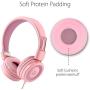 Kids Headphones - noot products K11 Foldable Stereo Tangle-Free 3.5mm Jack Wired Cord On-Ear Headset for Children/Teens/Girls/Smartphones/School/Kindle/Airplane/Plane/Tablet - Soft Pink