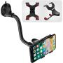 IPOW Upgraded No Glue Car Phone Mount Windshield with Strong Suction, Long Arm Cell Phone Holder for Car with X-Shaped Clamp Fits Thick/Irregular Phone Case