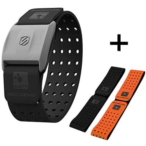 Scosche Rhythm+ Heart Rate Monitor Armband - Optical Heart Rate Armband Monitor with Dual Band Radio ANT+ and Bluetooth Smart - Bonus Pack Includes Additional Free Armband