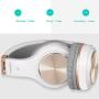 Bluetooth Headphones, Riwbox XBT-80 Folding Stereo Wireless Bluetooth Headphones Over Ear with Microphone and Volume Control, Wireless and Wired Headset for PC/Cell Phones/TV/ipad (White Gold)