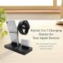 Macally Airpod iPhone and Watch Charging Station - Cable Management for Your Nightstand or Desk - Compatible with All iPhone iWatch & Airpod Series Using OEM Cables - 3 in 1 iPhone Charging Station
