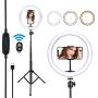 10 Selfie Ring Light with Tripod Stand & 2 Phone Holders, Pledulab Dimmable LED Makeup Camera Ringlight for Makeup/Photography/YouTube Videos/Vlog/TIK Tok/Live, Compatible with iPhone & Android