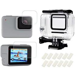 D&F Waterproof Housing Case for GoPro Hero 7 White & Hero 7 Silver, 30M Underwater Photography Protective Shell with Screen Protector Films and Anti-Fog Inserts Accessories