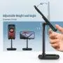 Tekpluze Cell Phone Stand for Desk,Smartphone Stand with Adjustable Angle and Height,Mobile Phone Stand with Anti-Slip Base, Compatible with All Smartphone,iPhone,iPad and Switch (4-10") - Black