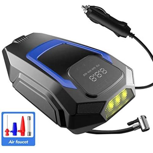 RYDONAIR Air Compressor Tire Inflator with Touch Screen, DC 12V Tire Pump with LED Light, Portable Air Compressor for Car Tires, Bicycles and Other Inflatables