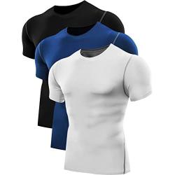 Neleus Mens 3 Pack Athletic Compression Under Base Layer Sport Shirt