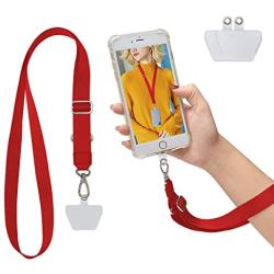 SS Phone Lanyard, Phone Neck Strap Holder Cell Phone Safe Tether Keyring Lanyard Universal Compatible with iPhone 11 Pro Max XS XR X 8 7 6S Plus Samsung Galaxy S10 S9 S8 Note 10-Red