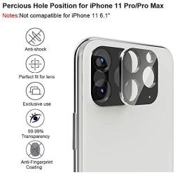 LOZA for iPhone 11 Pro 5.8"/11 Pro Max 6.5" Camera Lens Screen Protector, Metal Frame Bubble Free High Definition Anti-Scratch Screen Protector Camera Lens for New iPhone 11 Pro/11 Pro Max (Silver)